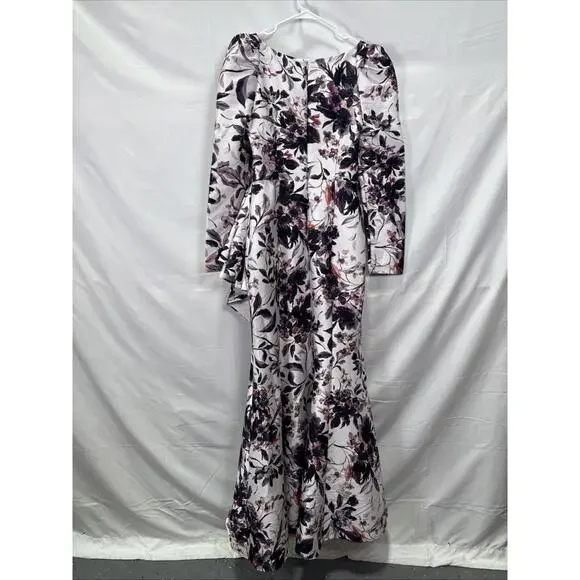 Badgley Mischka Floral Flounce Hem Gown Size 8 with Fabric Snags